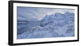 Snow-Covered Scenery with Sildpollneset (Peninsula), Vestpollen, Austnesfjorden-Rainer Mirau-Framed Photographic Print