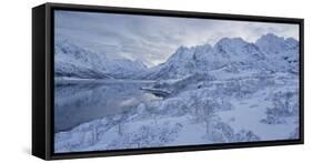 Snow-Covered Scenery with Sildpollneset (Peninsula), Vestpollen, Austnesfjorden-Rainer Mirau-Framed Stretched Canvas