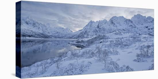 Snow-Covered Scenery with Sildpollneset (Peninsula), Vestpollen, Austnesfjorden-Rainer Mirau-Stretched Canvas
