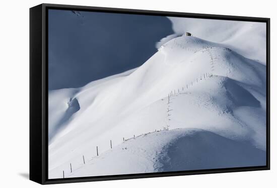 Snow-Covered Scenery, Wooden Hut, Rauriser Valley, Pinzgau, Salzburg, Austria-Rainer Mirau-Framed Stretched Canvas