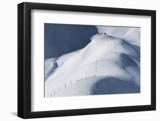 Snow-Covered Scenery, Wooden Hut, Rauriser Valley, Pinzgau, Salzburg, Austria-Rainer Mirau-Framed Photographic Print