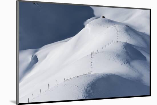 Snow-Covered Scenery, Wooden Hut, Rauriser Valley, Pinzgau, Salzburg, Austria-Rainer Mirau-Mounted Photographic Print