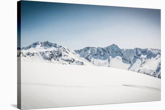 Snow Covered Slope with Mountain Ridge in the Back-Anze Bizjan-Stretched Canvas