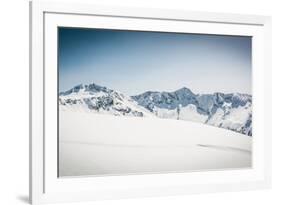 Snow Covered Slope with Mountain Ridge in the Back-Anze Bizjan-Framed Photographic Print