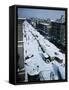 Snow Covered Street and Cars-null-Framed Stretched Canvas