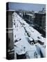 Snow Covered Street and Cars-null-Stretched Canvas
