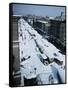 Snow Covered Street and Cars-null-Framed Stretched Canvas