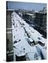 Snow Covered Street and Cars-null-Stretched Canvas