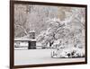 Snow covered trees with a footbridge in a public park, Boston Public Garden, Boston, Massachusetts,-Mark Hunt-Framed Photographic Print