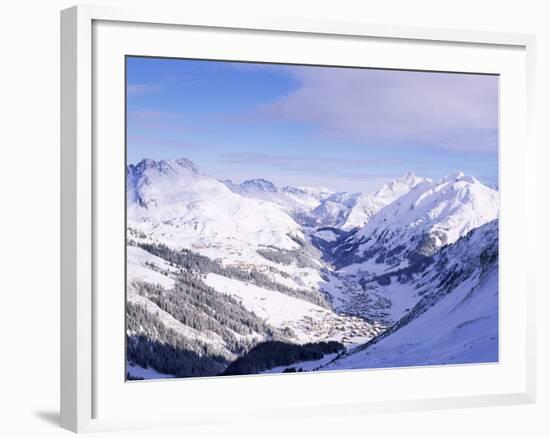 Snow-Covered Valley and Ski Resort Town of Lech, Austrian Alps, Lech, Arlberg, Austria-Richard Nebesky-Framed Photographic Print