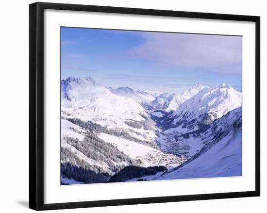 Snow-Covered Valley and Ski Resort Town of Lech, Austrian Alps, Lech, Arlberg, Austria-Richard Nebesky-Framed Photographic Print