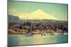 Snow Covered Volcano Villarica, Chile, Vintage Retro Style.-Maciej Bledowski-Mounted Photographic Print