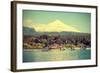 Snow Covered Volcano Villarica, Chile, Vintage Retro Style.-Maciej Bledowski-Framed Photographic Print