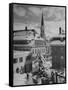 Snow-Covered Winter-Resort Village St. Moritz. Evangelical Church in Background-Alfred Eisenstaedt-Framed Stretched Canvas