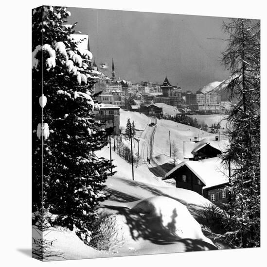 Snow-Covered Winter-Resort Village St. Moritz-Alfred Eisenstaedt-Stretched Canvas