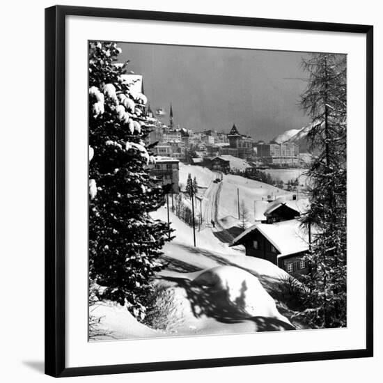 Snow-Covered Winter-Resort Village St. Moritz-Alfred Eisenstaedt-Framed Photographic Print