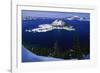 Snow Covered Wizard Island on Crater Lake-Paul Souders-Framed Photographic Print