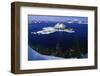 Snow Covered Wizard Island on Crater Lake-Paul Souders-Framed Photographic Print