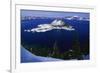 Snow Covered Wizard Island on Crater Lake-Paul Souders-Framed Photographic Print