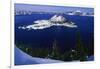 Snow Covered Wizard Island on Crater Lake-Paul Souders-Framed Photographic Print