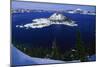 Snow Covered Wizard Island on Crater Lake-Paul Souders-Mounted Photographic Print