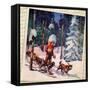 Snow Dog Team Montage-null-Framed Stretched Canvas