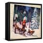 Snow Dog Team Montage-null-Framed Stretched Canvas