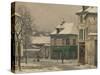 Snow Effect in the Suburbs, C.1875-85 (Oil on Canvas)-Victor Vignon-Stretched Canvas