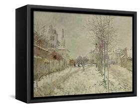 Snow Effect-Claude Monet-Framed Stretched Canvas