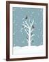 Snow Fall Background with Birds Sitting on Dry Tree Branch Vector for Merry Christmas-Allies Interactive-Framed Art Print