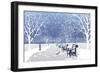 Snow falling in City Park-Milovelen-Framed Art Print