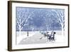 Snow falling in City Park-Milovelen-Framed Art Print