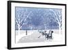 Snow falling in City Park-Milovelen-Framed Art Print