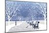 Snow falling in City Park-Milovelen-Mounted Premium Giclee Print