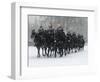 Snow Falling on Members of the Household Cavalry as They Cross Horse Guards Parade-null-Framed Photographic Print