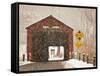 Snow Falling on the West Cornwall Covered Bridge over the Housatonic River, Connecticut, Usa-Jerry & Marcy Monkman-Framed Stretched Canvas