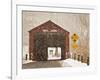 Snow Falling on the West Cornwall Covered Bridge over the Housatonic River, Connecticut, Usa-Jerry & Marcy Monkman-Framed Photographic Print