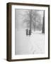 Snow Falling While People Take a Stroll Across Campus of Winchester College-Cornell Capa-Framed Premium Photographic Print