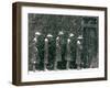 Snow Falls and Accumulates Atop George Segal's Depression Bread Line Sculpture-null-Framed Premium Photographic Print