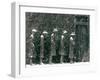 Snow Falls and Accumulates Atop George Segal's Depression Bread Line Sculpture-null-Framed Premium Photographic Print