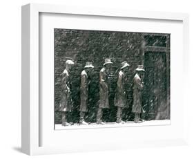 Snow Falls and Accumulates Atop George Segal's Depression Bread Line Sculpture-null-Framed Photographic Print