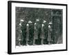 Snow Falls and Accumulates Atop George Segal's Depression Bread Line Sculpture-null-Framed Photographic Print