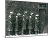 Snow Falls and Accumulates Atop George Segal's Depression Bread Line Sculpture-null-Mounted Photographic Print