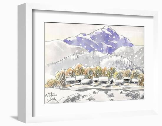 Snow Falls Heavily in Country Side of Japan-Kenji Fujimura-Framed Art Print