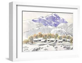 Snow Falls Heavily in Country Side of Japan-Kenji Fujimura-Framed Art Print