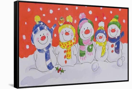 Snow Family-Diane Matthes-Framed Stretched Canvas