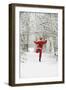 Snow Father Christmas in Snow Covered Tree Lined Lane-null-Framed Photographic Print