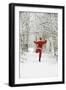 Snow Father Christmas in Snow Covered Tree Lined Lane-null-Framed Photographic Print
