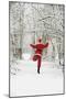 Snow Father Christmas in Snow Covered Tree Lined Lane-null-Mounted Photographic Print