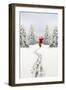 Snow Father Christmas Making Footprints in Winter-null-Framed Premium Photographic Print